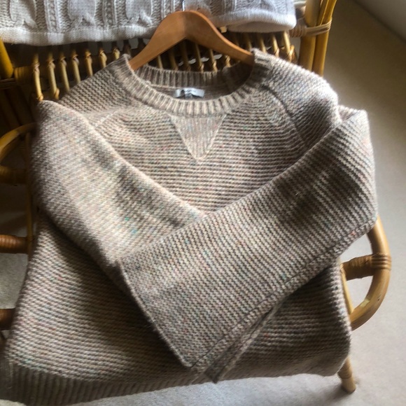 Madewell oatmeal rib sweater with pretty flecks of color Bell sleeves - Picture 12 of 15